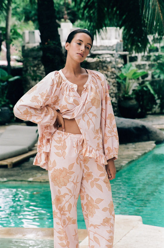 Sophie Sleep Set - Long - Cotton Modal - Romantic Floral Peach OMFORT