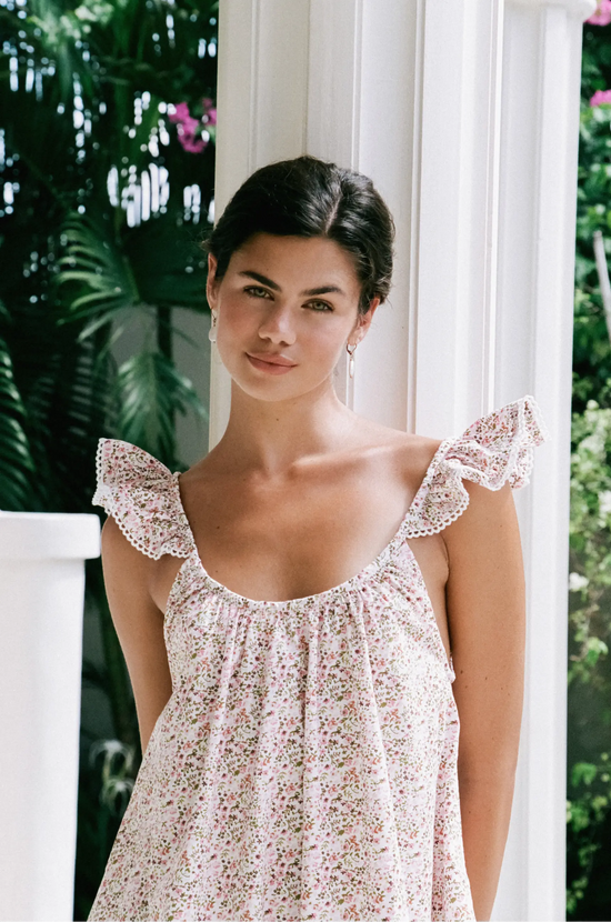 Indah Wing Nightie - Floret Pink + Trim OMFORT