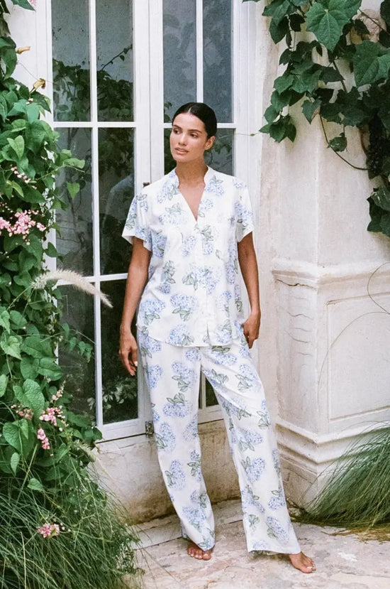 Maggie Pyjama Set - Long Pants - Hydrangea Blue OMFORT