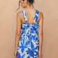 Blue Floral Halter Dress OMFORT