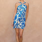 Blue Floral Halter Dress OMFORT