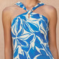 Blue Floral Halter Dress OMFORT