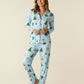 Christmas Tree Cocktail Print Pajama Set OMFORT