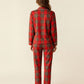 Christmas Red Plaid Print Pajama Set OMFORT