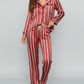 Long Sleeve Satin Three Stripes Pajama Set OMFORT