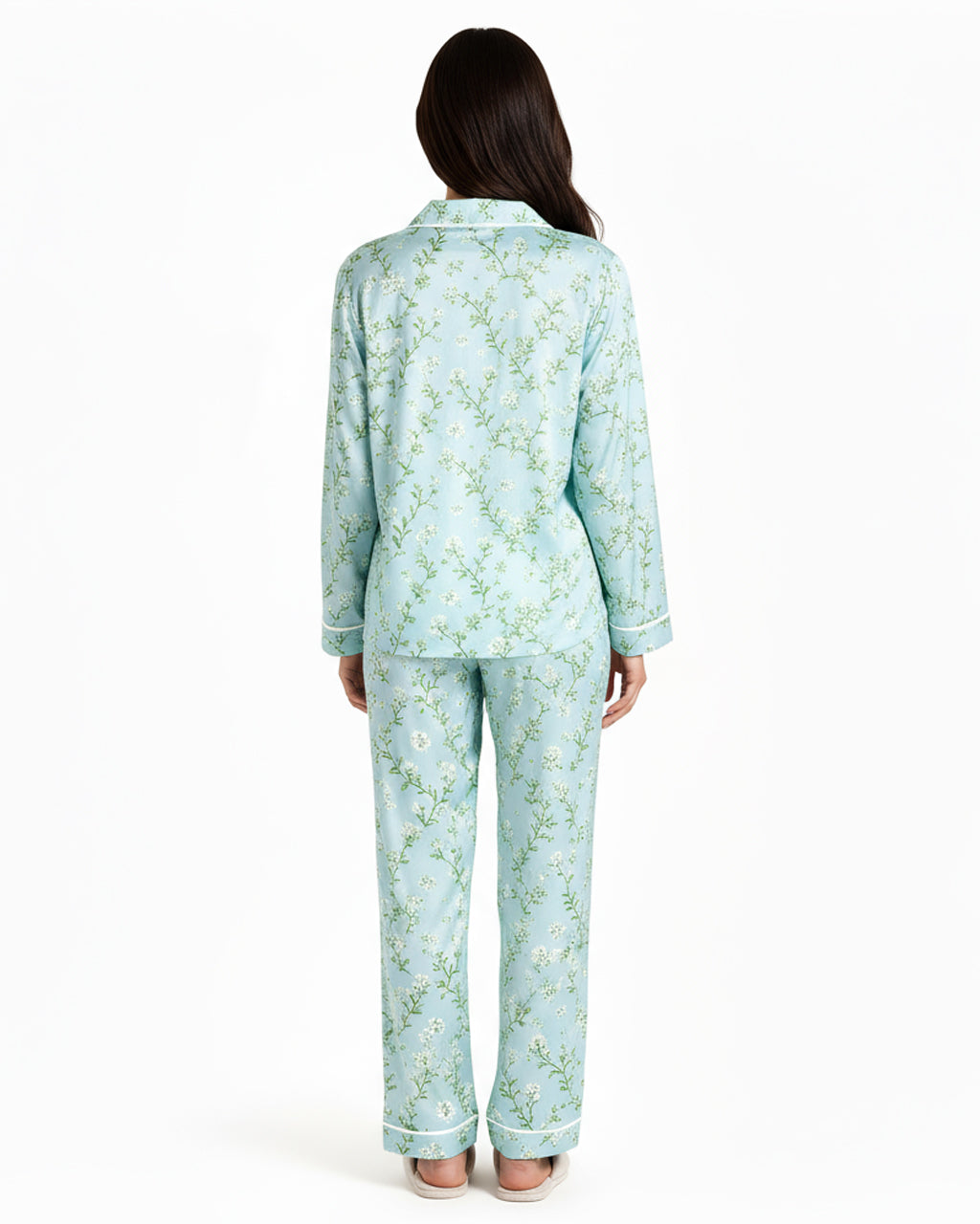 All-Over Floral Print Long Sleeve Pajama Set OMFORT