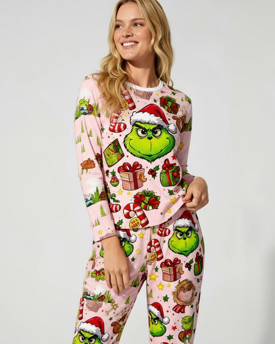 Christmas Grinch Print Pajama Set OMFORT