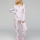 Elegant Purple Floral Print Pajama Set OMFORT