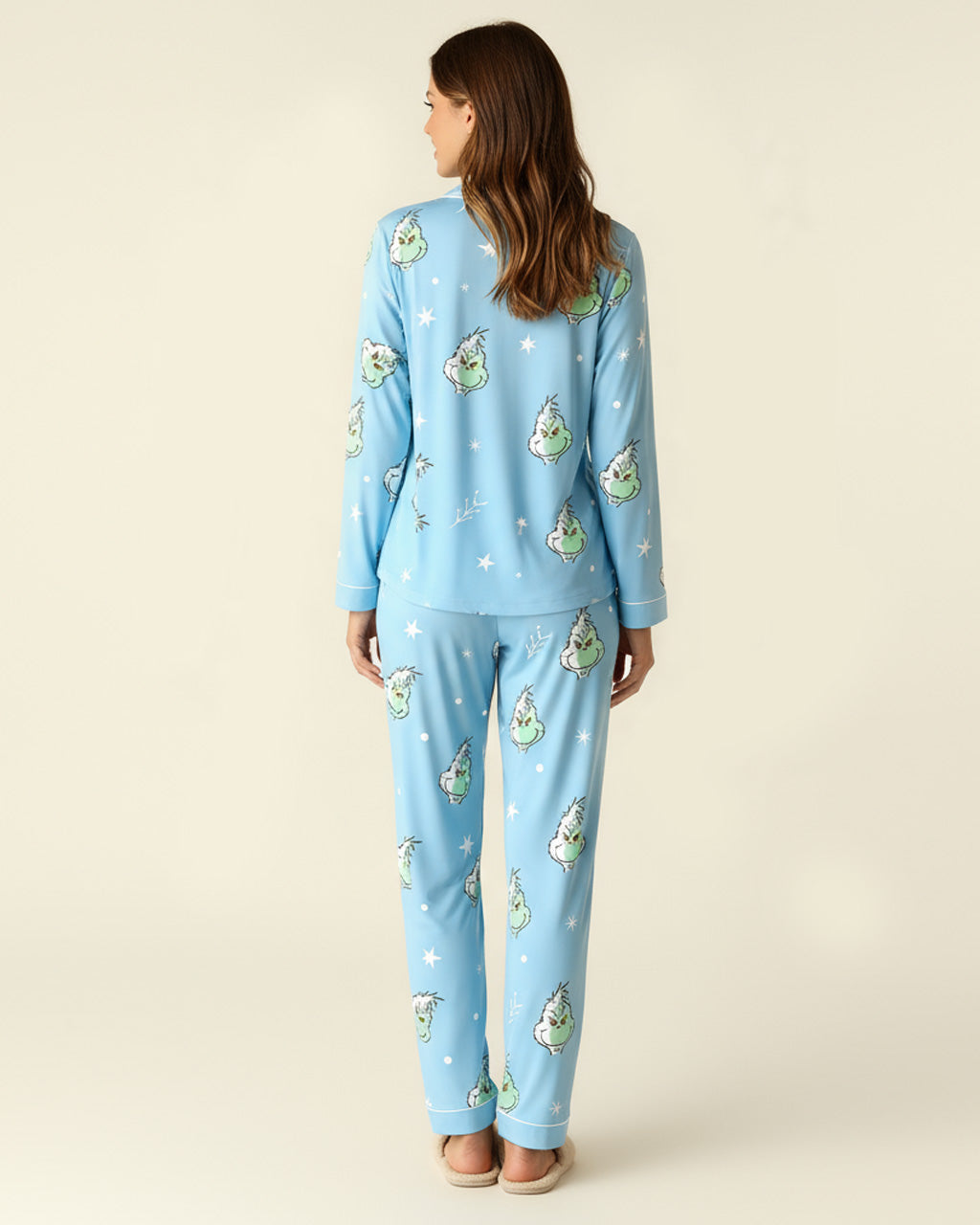 The Grinch Print Silky Pajama Set OMFORT