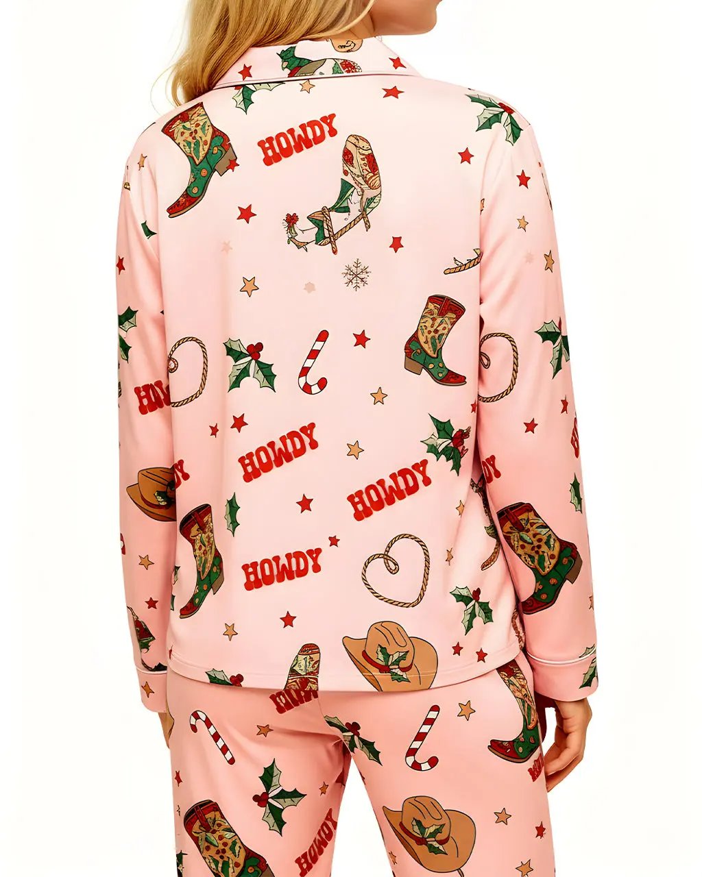 Retro Christmas Cowboy Print Pajama Set OMFORT