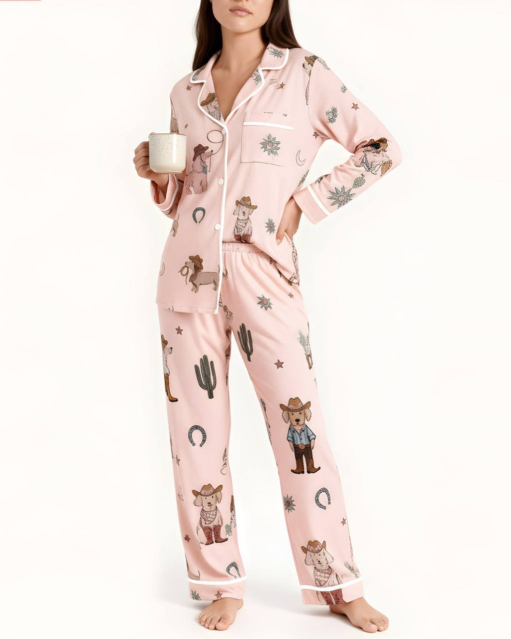Cowboy Dogs Print Pajama Set OMFORT