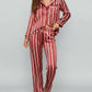 Long Sleeve Satin Three Stripes Pajama Set OMFORT