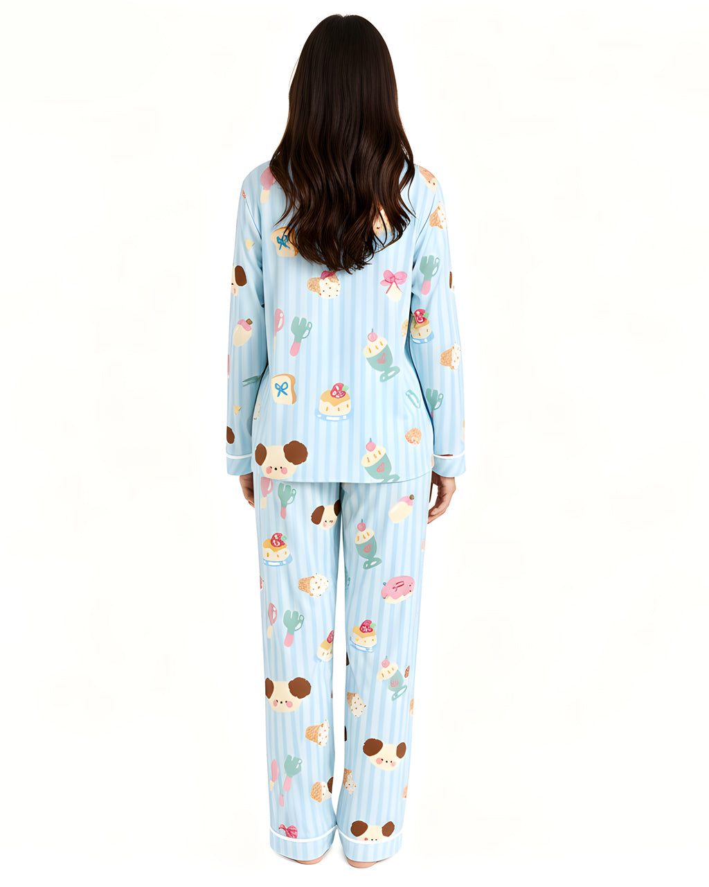 Cartoon Puppy Dessert Print Pajama Set OMFORT