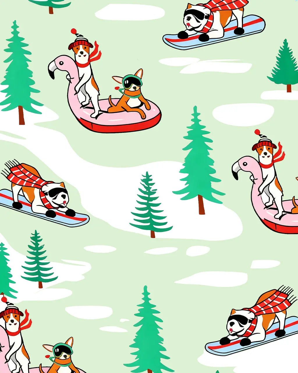 Skiing Christmas Dogs Print Pajama Set OMFORT