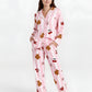 Bear Cherry Lace-Stripe Print Pajama Set OMFORT
