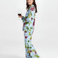 Grapes Wine Bottles Print Pajama Set OMFORT