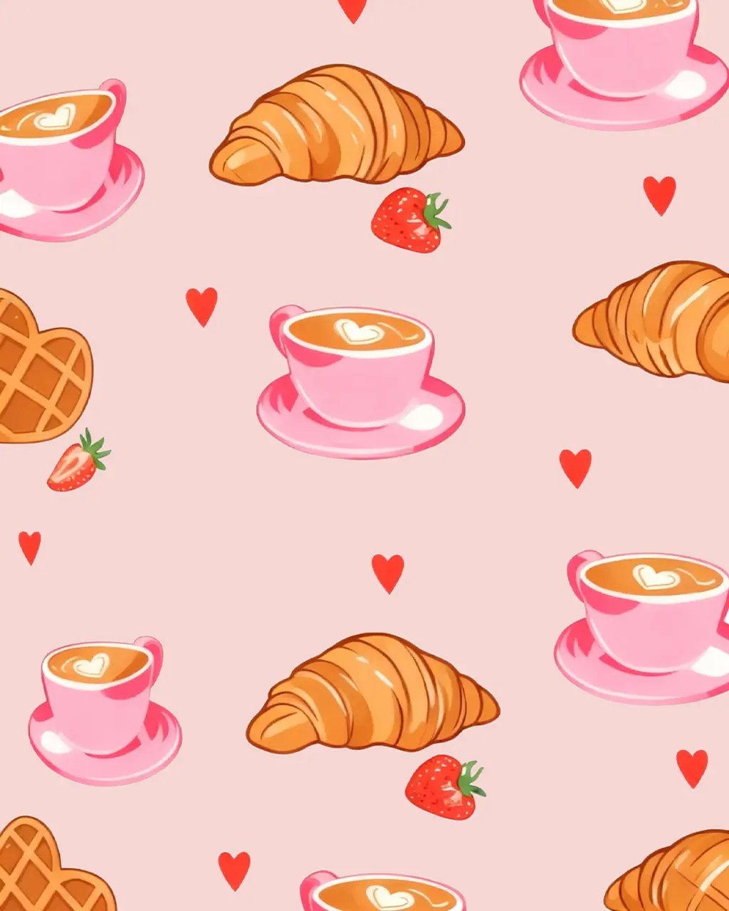 Croissant Coffee Print Pajama Set OMFORT