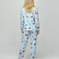 Fresh Blue Checkered Cherry Bear Print Pajama Set OMFORT