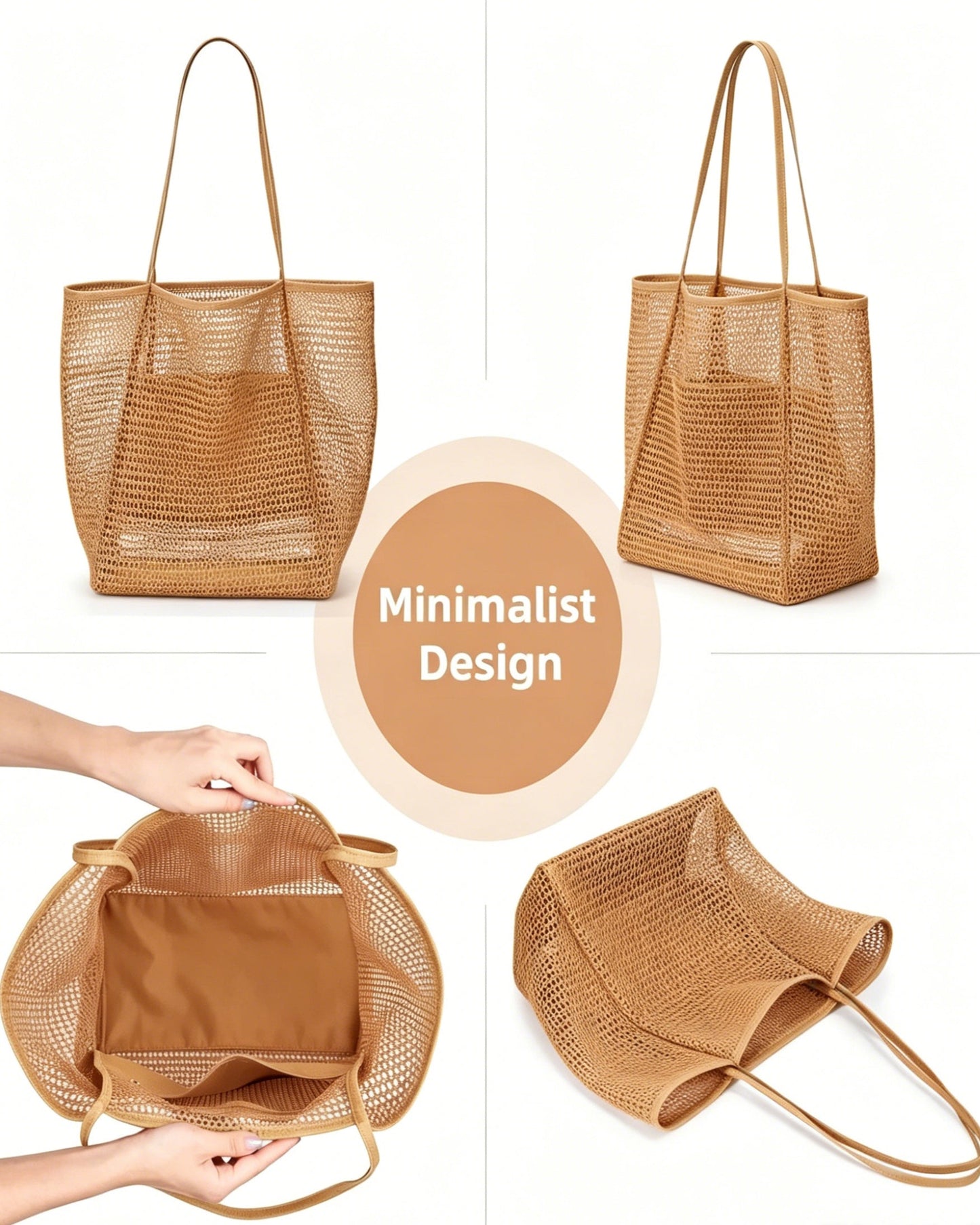 Boho Large Capacity Mesh Beach Tote Bag OMFORT