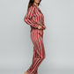 Long Sleeve Satin Three Stripes Pajama Set OMFORT