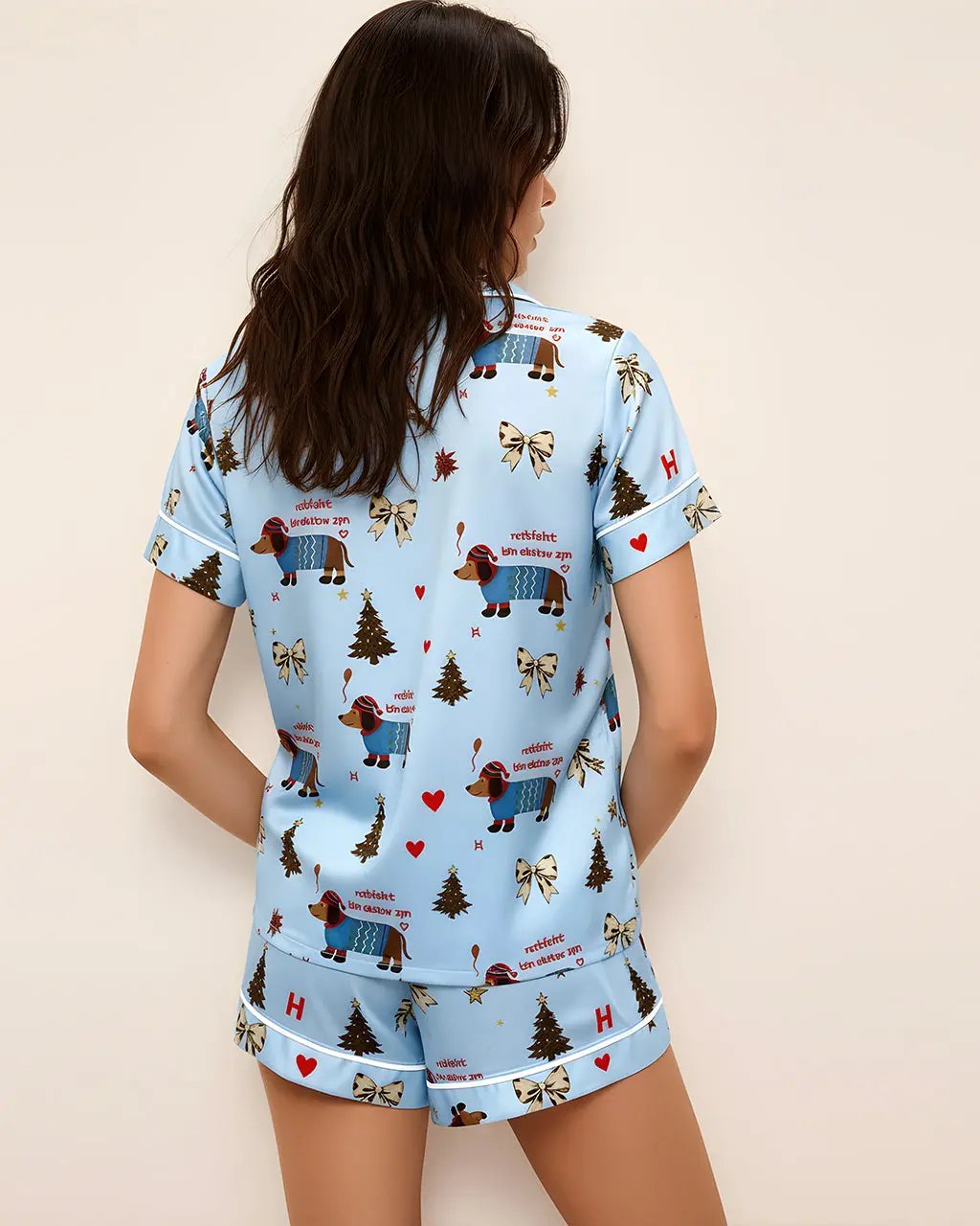 Adorable Christmas Dachshund Short Pajama Set OMFORT