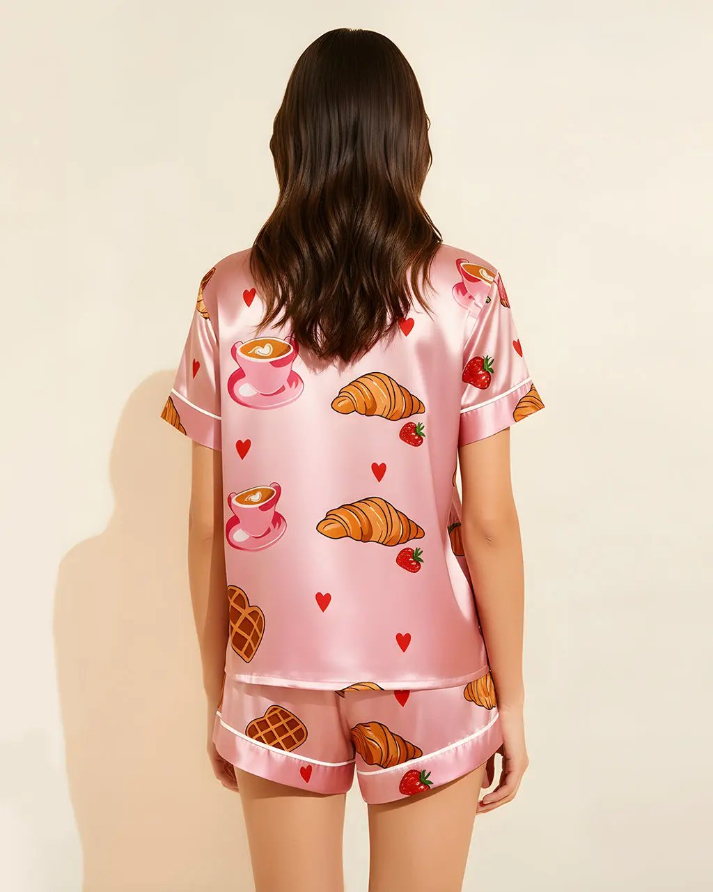 Croissant Coffee Print Pajama Set OMFORT