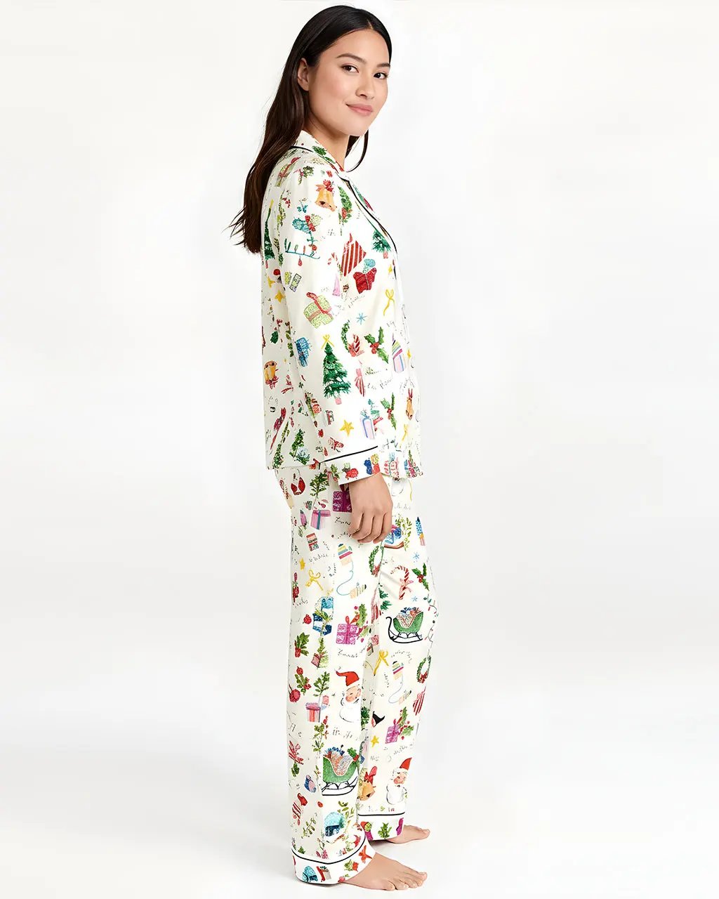 Christmas Jingle Bell Print Pajama Set OMFORT