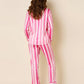 Stripe Print Satin Pajama Set OMFORT