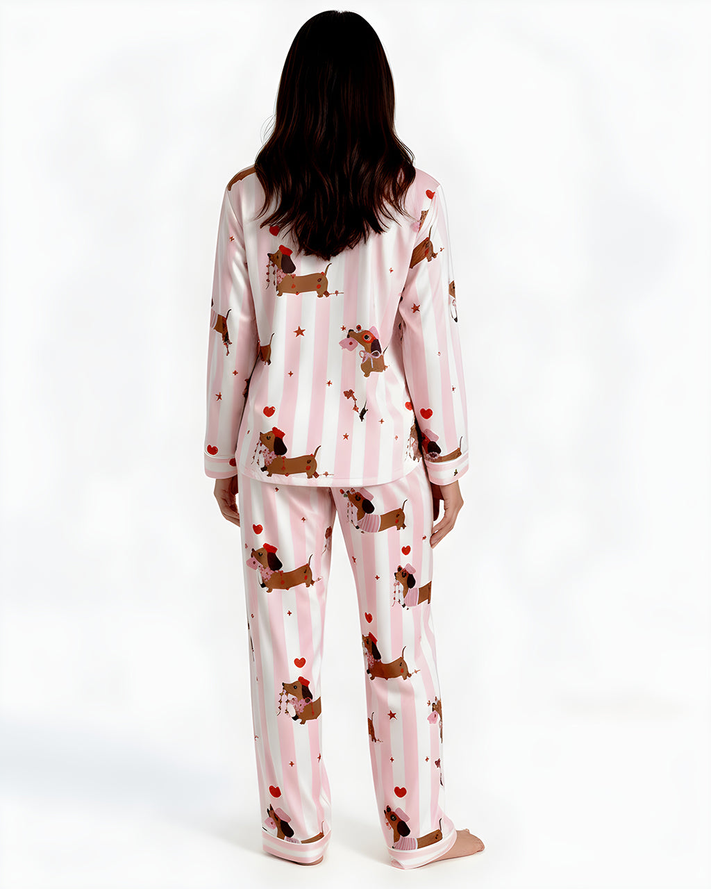 Groovy Valentine Dachshund Print Pajama Set OMFORT