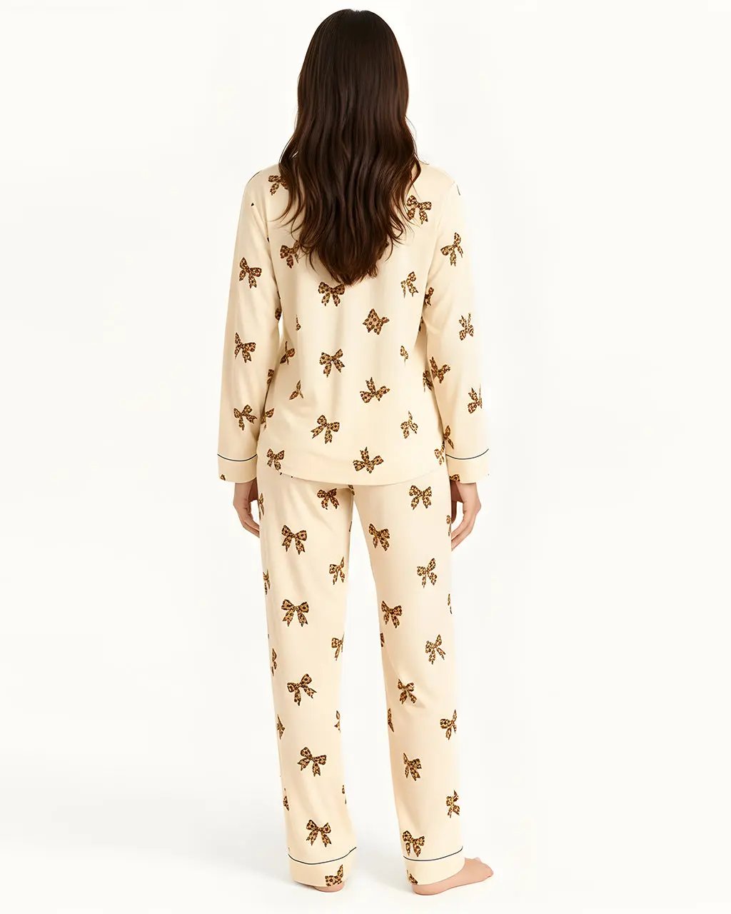 Bow Leopard Print Pajama Set OMFORT