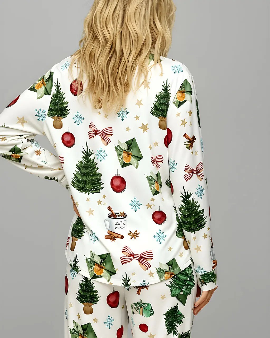 Christmas Tree Print Pajama Set OMFORT