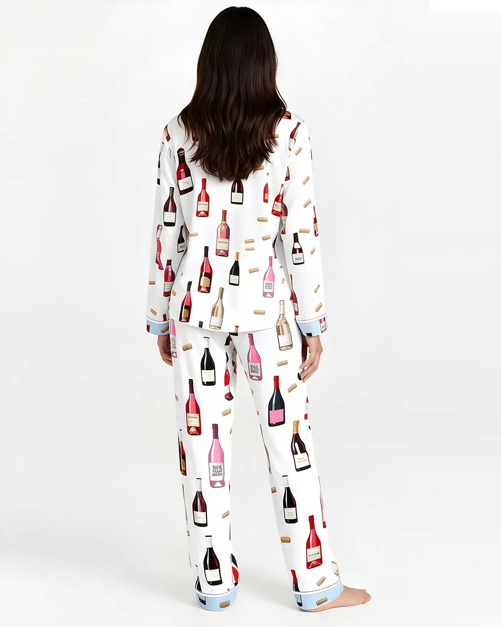Wine Bottle Print Pajama Set OMFORT
