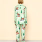 Skiing Christmas Dogs Print Pajama Set OMFORT