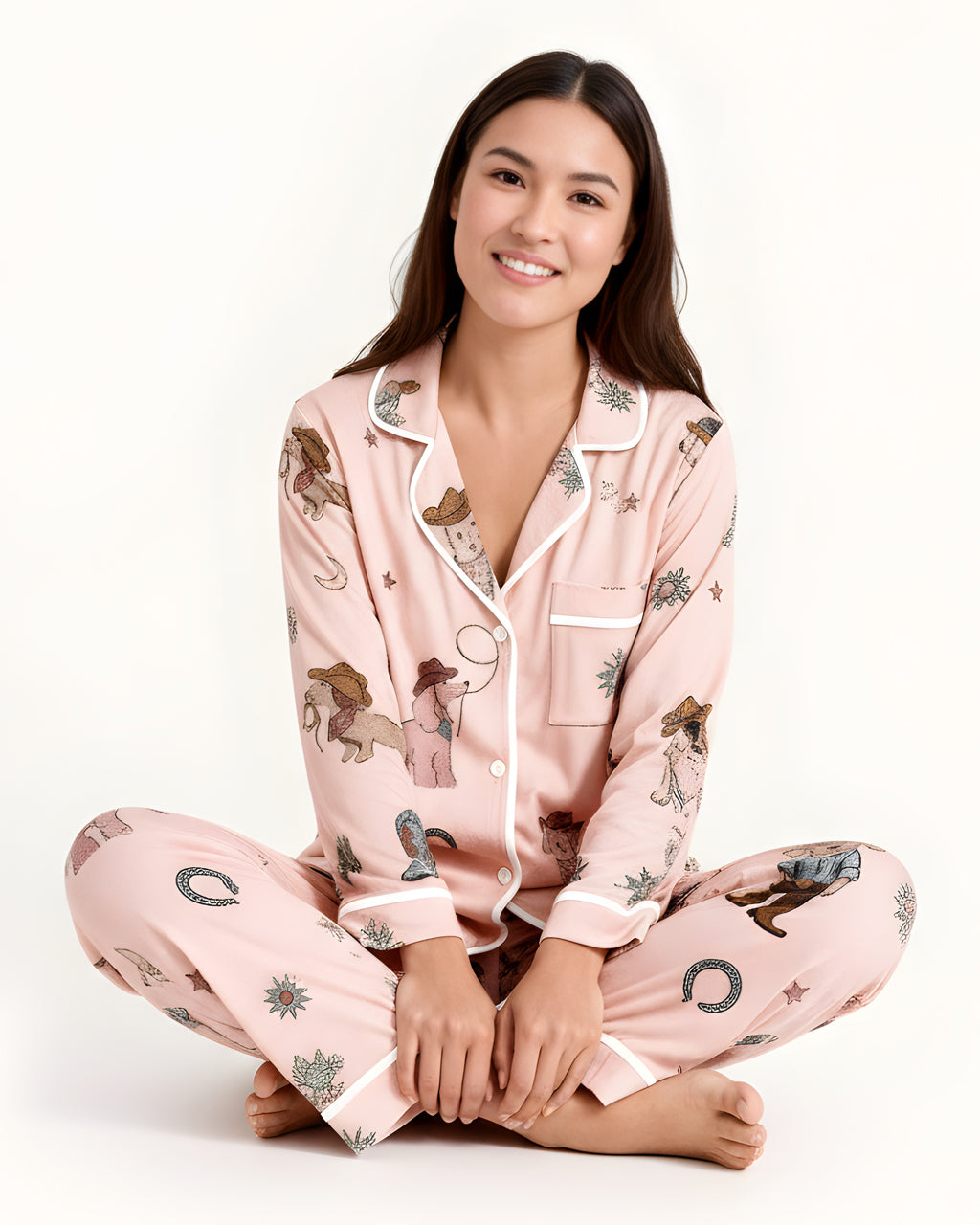 Cowboy Dogs Print Pajama Set OMFORT