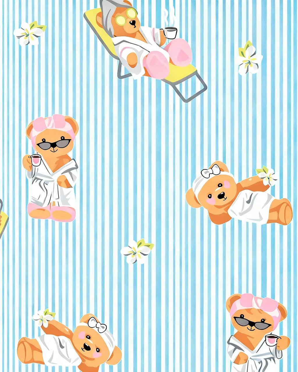 Bear Stripe Print Pajama Set OMFORT