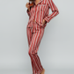 Long Sleeve Satin Three Stripes Pajama Set OMFORT