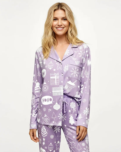 Winter Christmas Print Pajama Set OMFORT