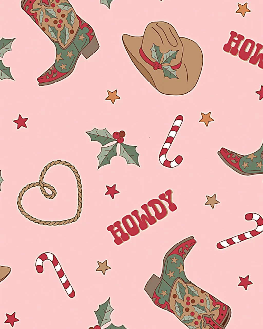 Retro Christmas Cowboy Print Pajama Set OMFORT