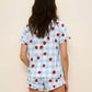 Strawberry Blue Whiteful Checkered Print Pajama Set OMFORT