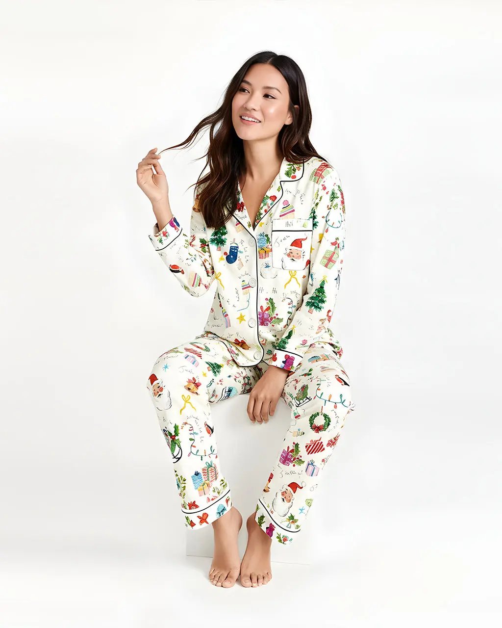 Christmas Jingle Bell Print Pajama Set OMFORT