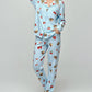 Fresh Blue Checkered Cherry Bear Print Pajama Set OMFORT