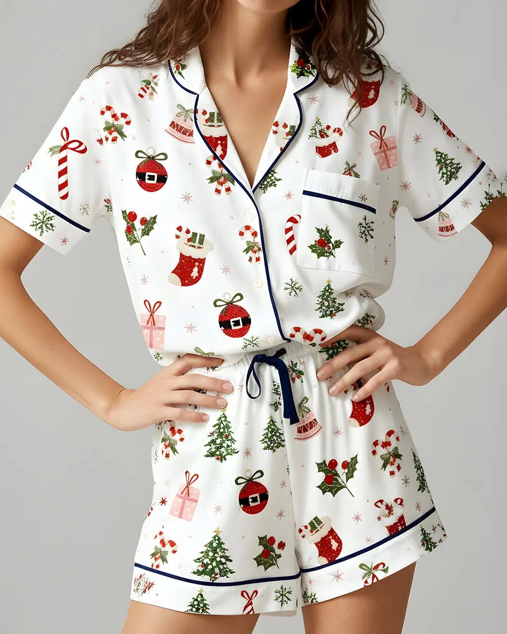Christmas Snowflake Print Pajama Set OMFORT