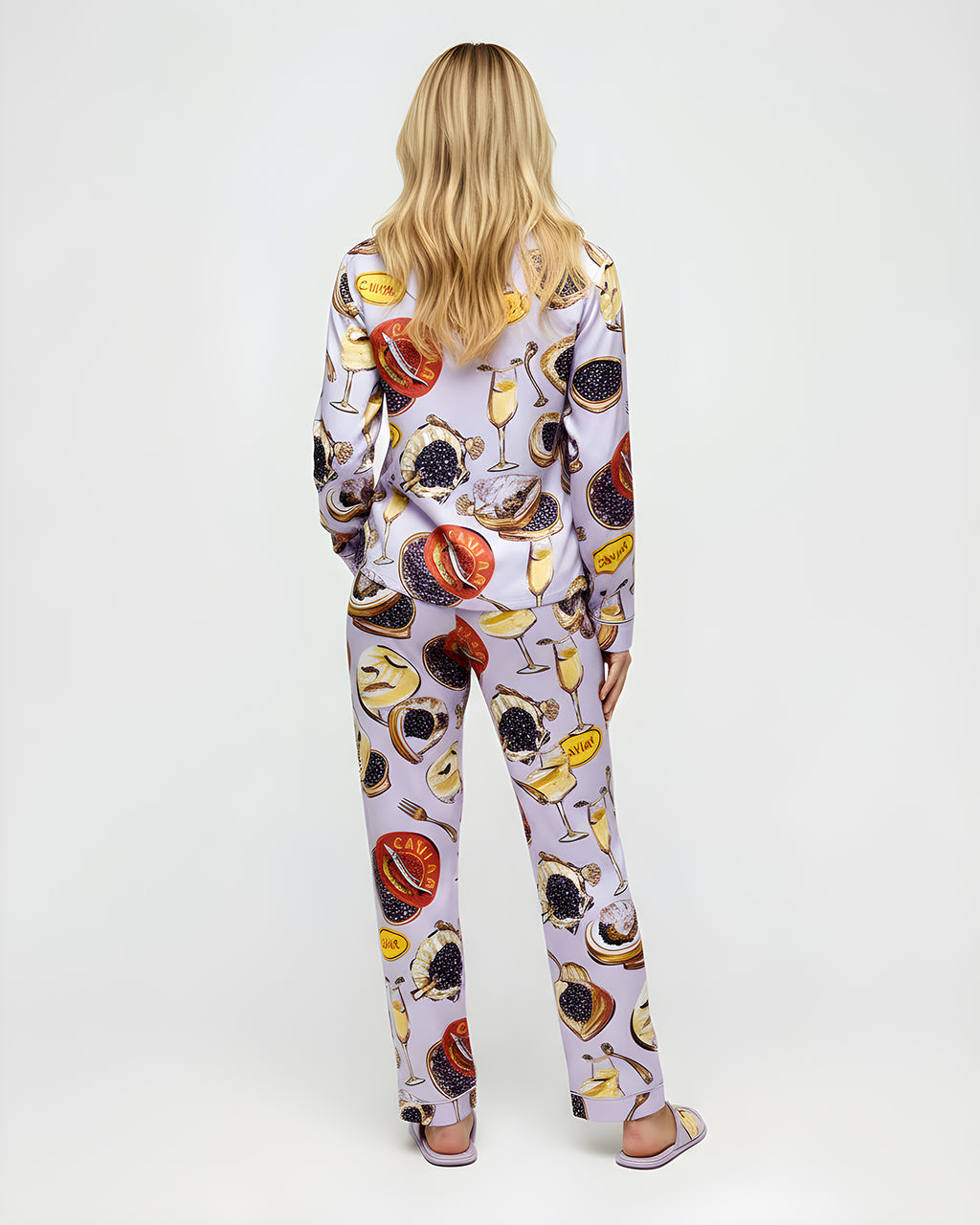 Caviar Champagne Print Pajama Set OMFORT