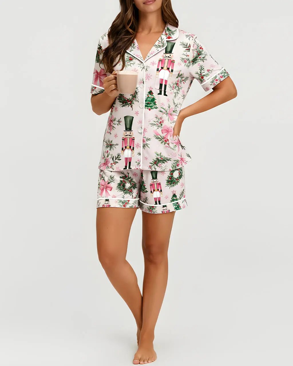 Christmas Nutcrackers Print Pajama Set OMFORT