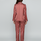 Long Sleeve Satin Three Stripes Pajama Set OMFORT