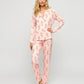 Christmas Candy Cane Bows Print Pajama Set OMFORT