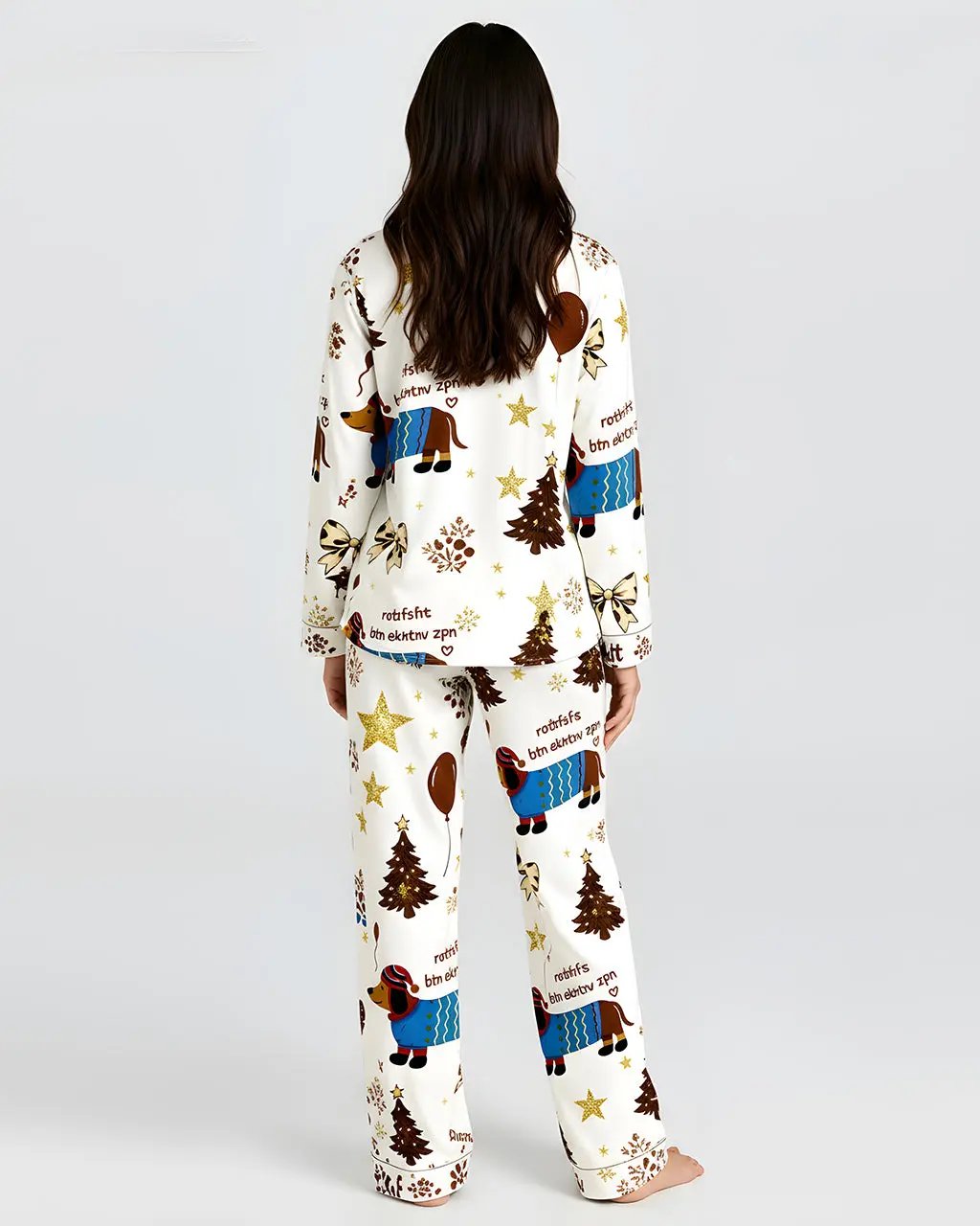 Christmas Dachshund Print Pajama Set OMFORT