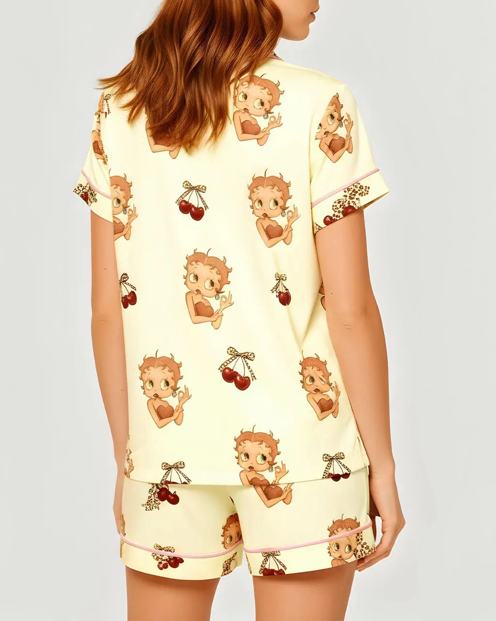 Betty Boop Cherry Print Pajama Set OMFORT