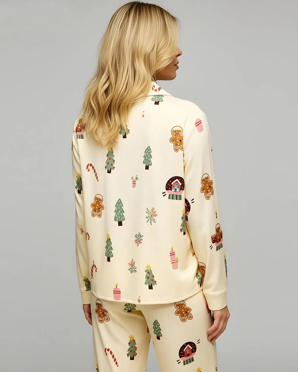 Christmas Gingerbread Man Print Pajama Set OMFORT