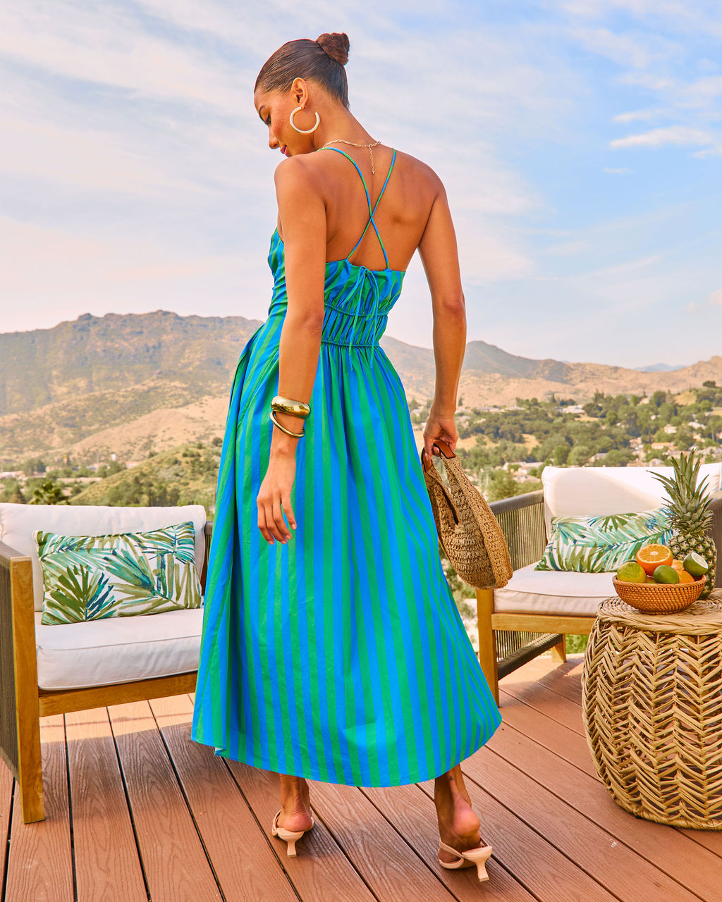 Harbor Line Striped Fit And Flare Maxi Dress OMFORT